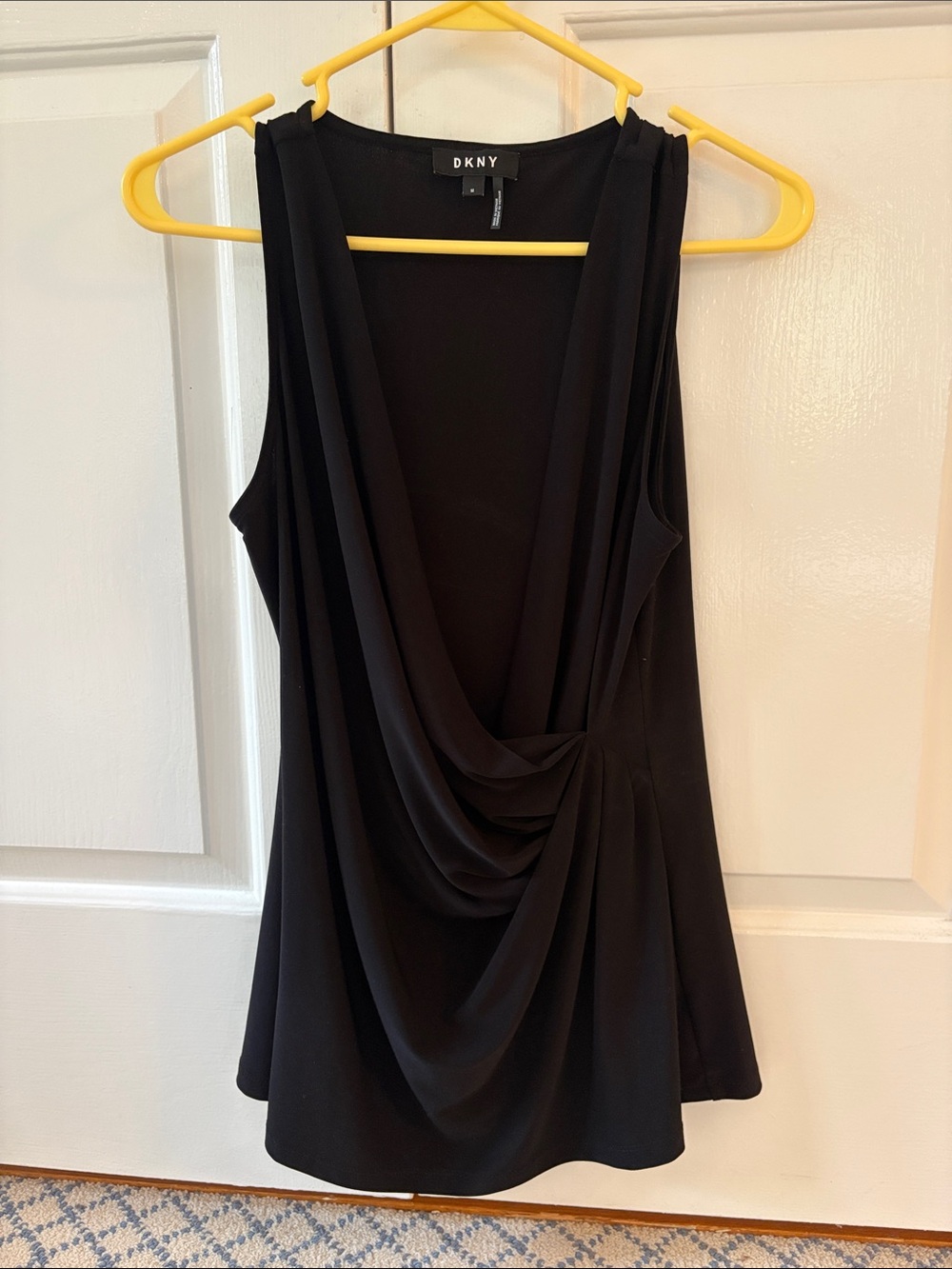 DKNY Black Draped V-Neck Sleeveless Camisole